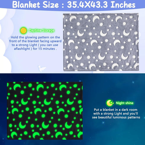 Glow in The Dark Blanket  3 4 5 6 7 8 9 10 11 12 Year Old Gift